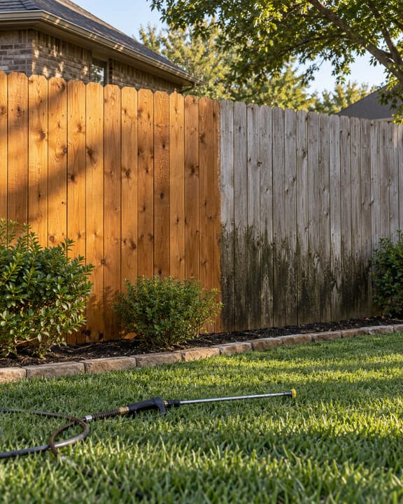 Fence Cleaning on a Fort Worth home