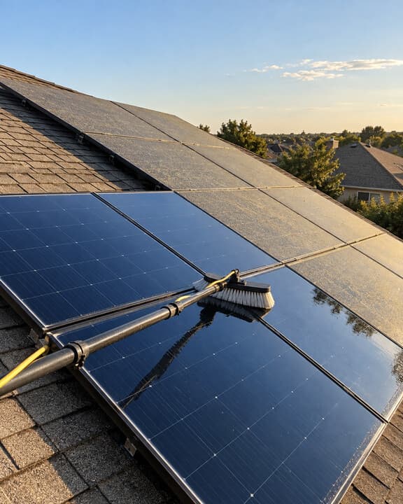 Solar Panel Cleaning on a Fort Worth home